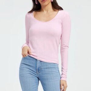 Good American Super Stretch Long Sleeve Tee Pink